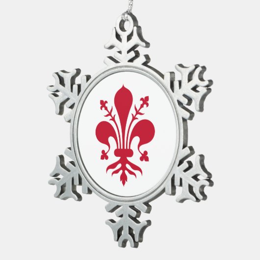 フローレンスフラグ付きペーターオーナメントスノーフレーク スノーフレークピューターオーナメント (右)