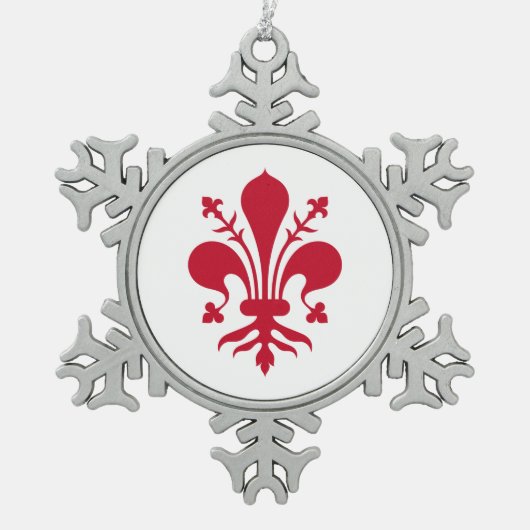 フローレンスフラグ付きペーターオーナメントスノーフレーク スノーフレークピューターオーナメント (正面)
