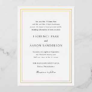フローレンスホワイトエレガントな結婚式 箔招待状
