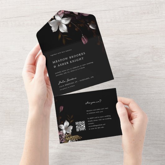 フローレンス結婚式招待状QRコードRSVP オールインワン招待状 (貼ってはがせる)