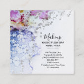 *~*フロー水色の青オーガニック色の抽象芸術グリッター スクエア名刺 (裏面)