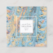 フロー絵を描抽象芸術テクスチャティール(緑がかった色)/黄色ID796 スクエア名刺 (正面)