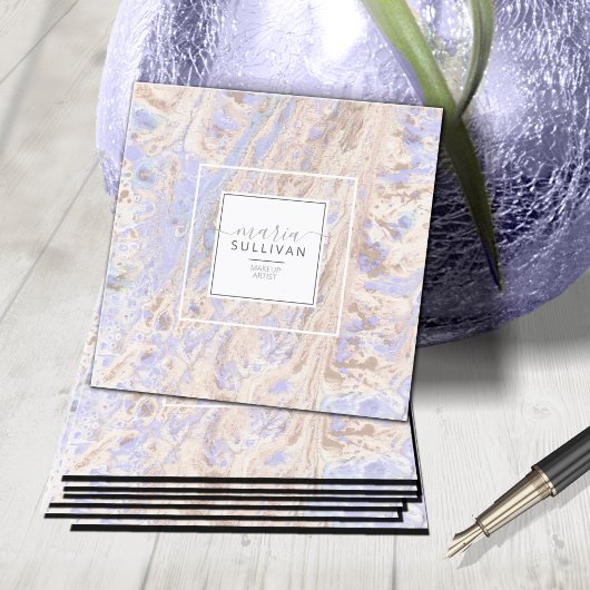 フロー絵を描抽象芸術テクスチャLavender/Tan ID796 スクエア名刺