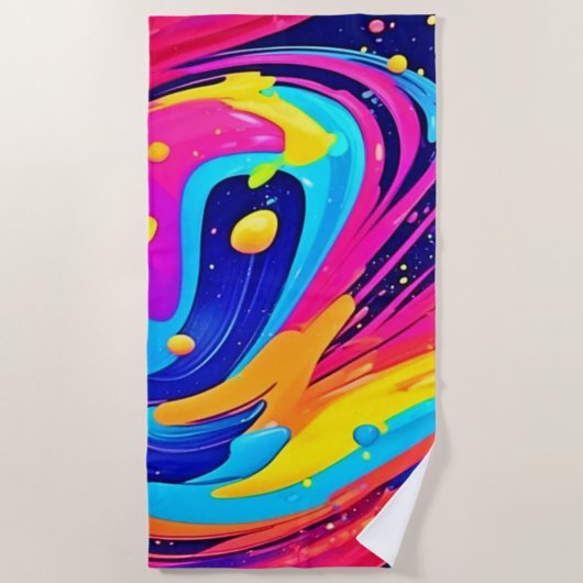 フロー鮮やかカラーバースト ビーチタオル (正面)