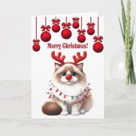 フワフワおもしろいの猫のクリスマス カード