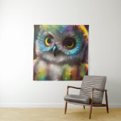 フワフワかわいいカラフルフクロウ タペストリー (インサイチュ)