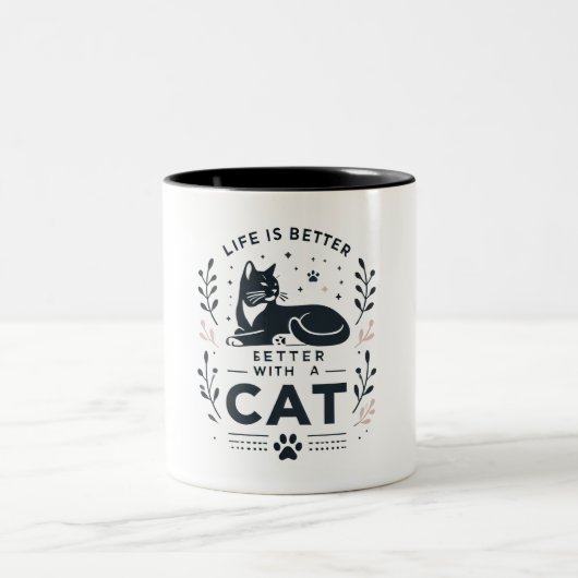 フワフワした猫の方が暮らし向き ツートーンマグカップ (中央)