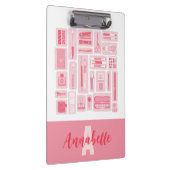 フワフワのアート用品 ピンクの模様 モノグラム クリップボード (右)