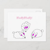 フワフワのウサギのカード ポストカード (正面/裏面)