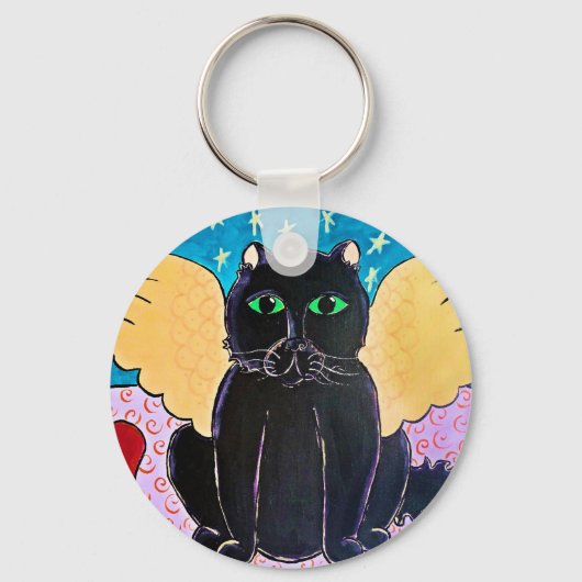 フワフワのエンジェル・キャット キーホルダー (正面)