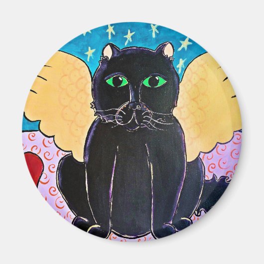 フワフワのエンジェル・キャット マグネット (正面)