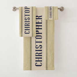 フワフワのカスタム青の名前 バスタオルセット