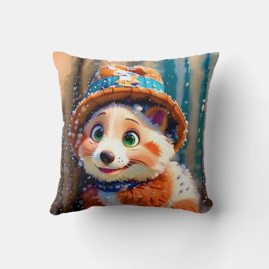 フワフワのクマ冬ハットのクリスマスデザイン独自の芸術 クッション (裏面)