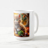 フワフワのクリスマスの子猫 コーヒーマグカップ (正面右)