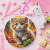フワフワのクリスマスの子猫 ペーパープレート (パーティー)