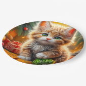 フワフワのクリスマスの子猫 ペーパープレート (アングル)