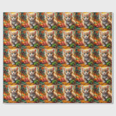 フワフワのクリスマスの子猫 ラッピングペーパー (フラット)