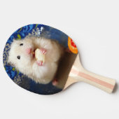 フワフワのシリアのハムスターコリンカ 卓球ラケット (横)