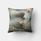 フワフワのタンポポを持つ女の子 クッション (裏面)