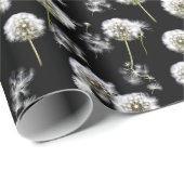 フワフワのタンポポ（黒） ラッピングペーパー (ロールコーナー)