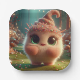 フワフワのチョコレートの生き物 ペーパープレート