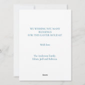 フワフワのバニーの水の色の植物エッグイースター シーズンカード (裏面)