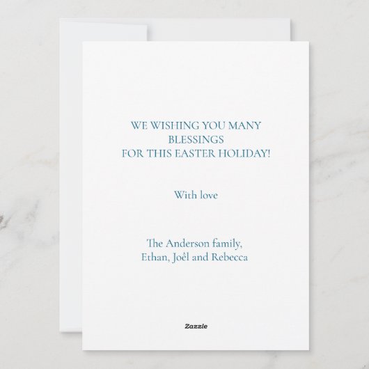 フワフワのバニーの水の色の植物エッグイースター シーズンカード (裏面)