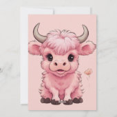 フワフワのピンクの高地スコティッシュカウズ シーズンカード (裏面)