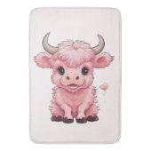 フワフワのピンクの高地スコティッシュカウズ バスマット (正面縦)