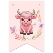 フワフワのピンクの高地スコティッシュカウズ バンティングフラッグ (第1の旗)