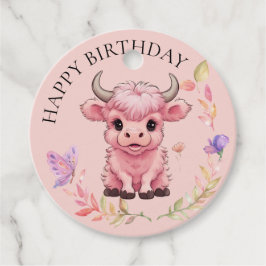 フワフワのピンクの高地スコティッシュカウズ フェイバータグ