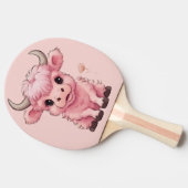 フワフワのピンクの高地スコティッシュカウズ 卓球ラケット (横)