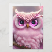 フワフワのピンクフクロウハート シーズンカード (裏面)