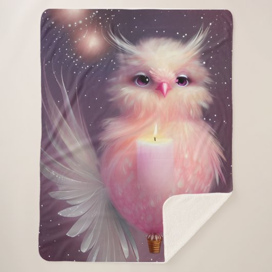 フワフワのピンクベビー鳥 シェルパブランケット (正面)