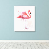 フワフワのフラミンゴ キャンバスプリント (インサイチュ (ウッドフロア))