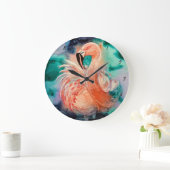 フワフワのフラミンゴ ラージ壁時計 (ホーム)