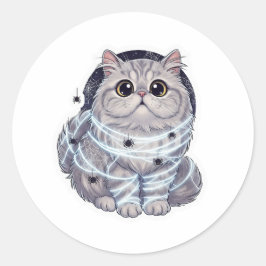 フワフワのペルシャ猫ハロウィン ラウンドシール