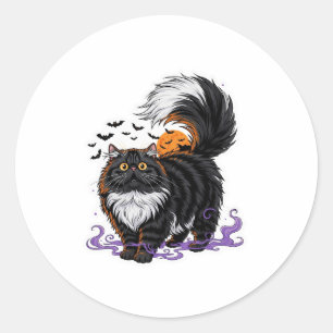 フワフワのペルシャ猫ハロウィーン – Scaredy Persian ラウンドシール