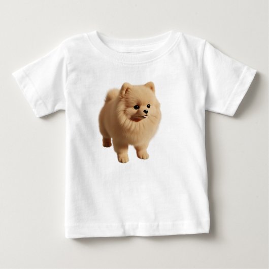  フワフワのポメラニアンの子犬(単体)  ベビーTシャツ (正面)