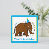 フワフワのマンモスの誕生日招待状 招待状 (スタンド正面)
