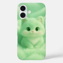 フワフワのミントキッテンiPhoneケース – Cute Cartoon Anim iPhone 16ケース