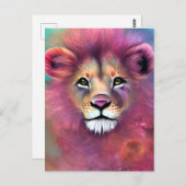 フワフワのライオンの非常に詳細なポートレート ポストカード (正面/裏面)