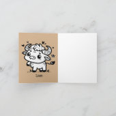 フワフワの子バッファロー - かわいい農場の動物 サンキューカード (内部)