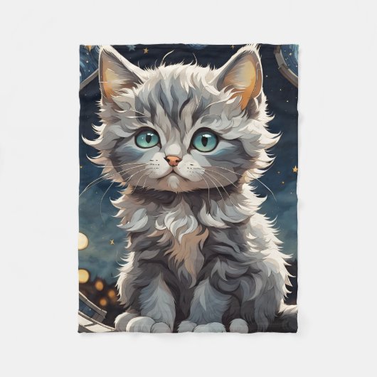 フワフワの子猫 フリースブランケット (正面)