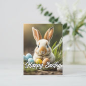 フワフワの小さなイースターバニーウサギ ポストカード (スタンド正面)