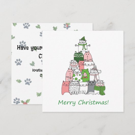 フワフワの小さなクリスマスを楽しんで！ シーズンカード (正面/裏面)