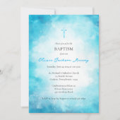 フワフワの柔らかいセルーリアンクラウド正統バプテスマ 招待状 (正面)