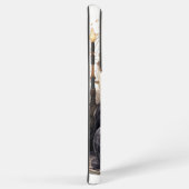 フワフワの水色ブラックカード付き子猫 SAMSUNG GALAXYケース (右側面)