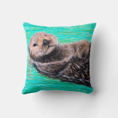 フワフワの海絵画のオッター クッション (裏面)