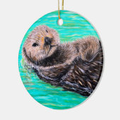 フワフワの海絵画のオッター セラミックオーナメント (左)